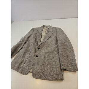 Moores Blazer Mens 42 Regular Brown Gray Harris Tweed Wool 2 Button Sport Coat